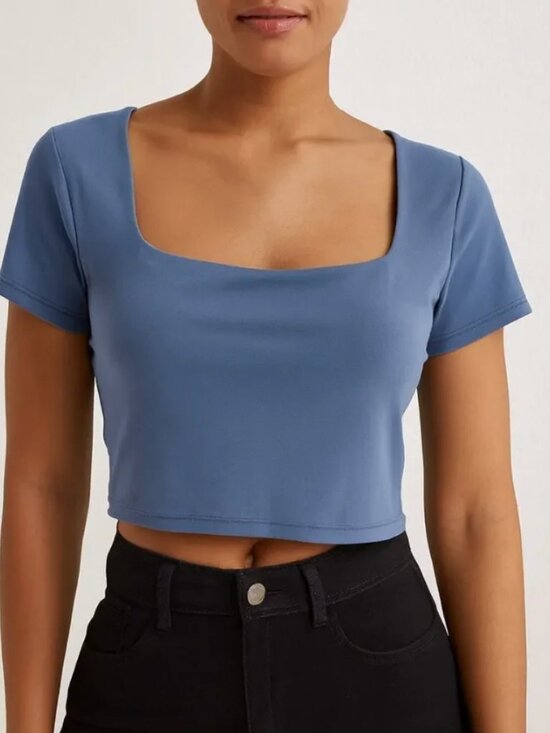 aerie Tops - Offline by Aerie Real Me Crop Top Square Neck Tee